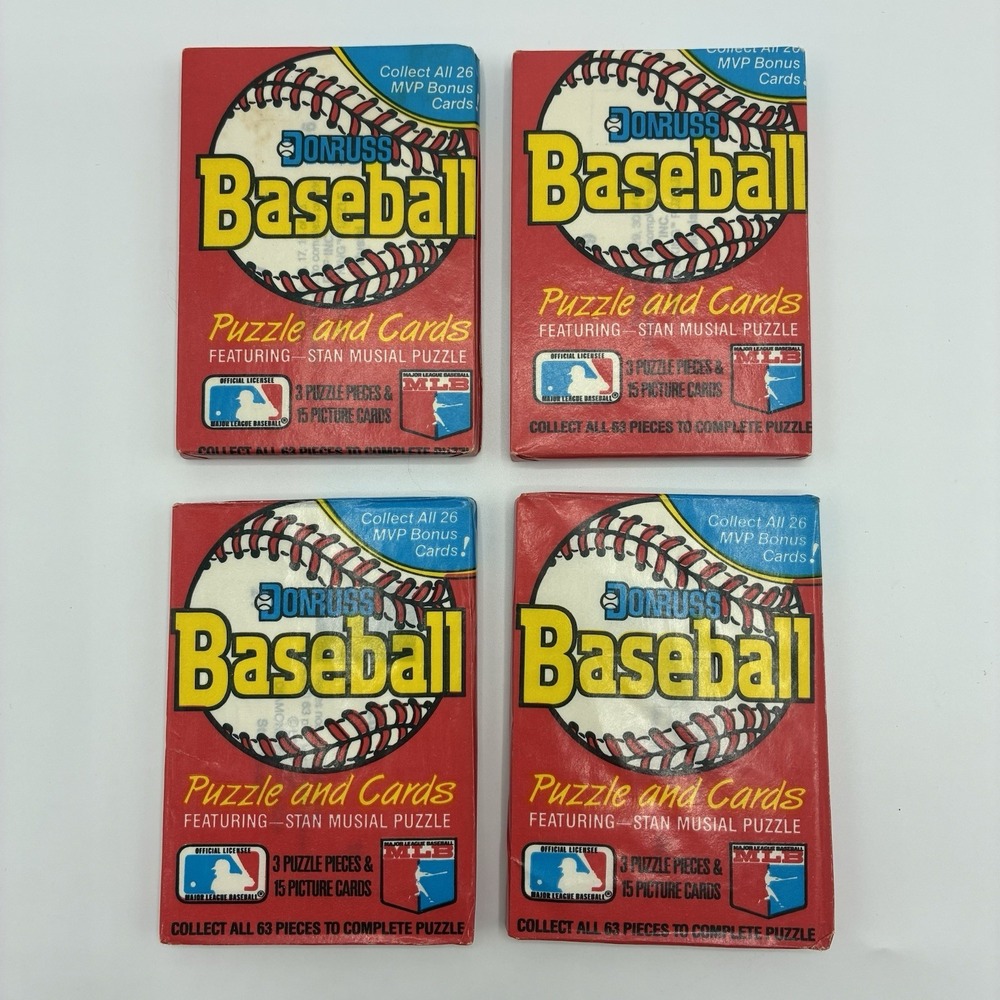 Lot of 4 1988 Donruss Baseball Pack Sealed Wax Stan Musial Puzzle MVP BonusCards